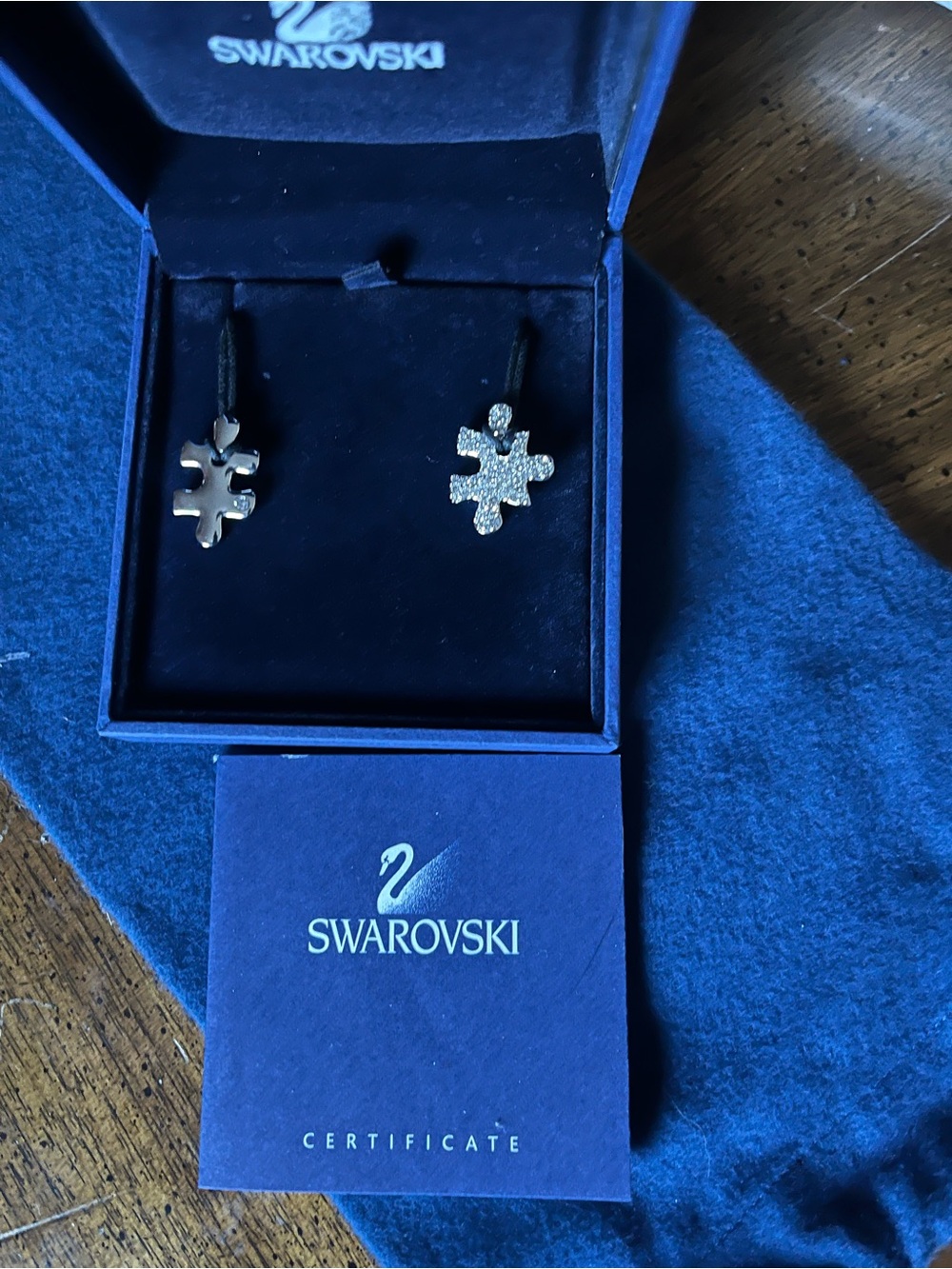 Swarovski Silver Puzzle Piece necklaces with  Crystal Accent